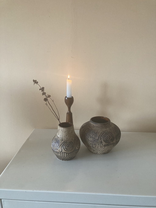 2x vintage Jasba Minos vaas West-Duitsland