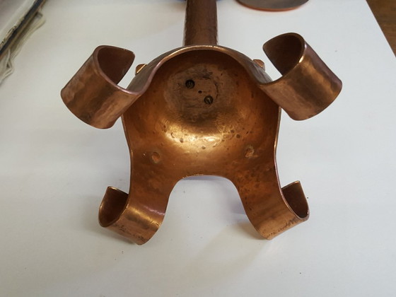 Image 1 of Candlestick, red copper, wrought iron, unique, 1940s-1944s
