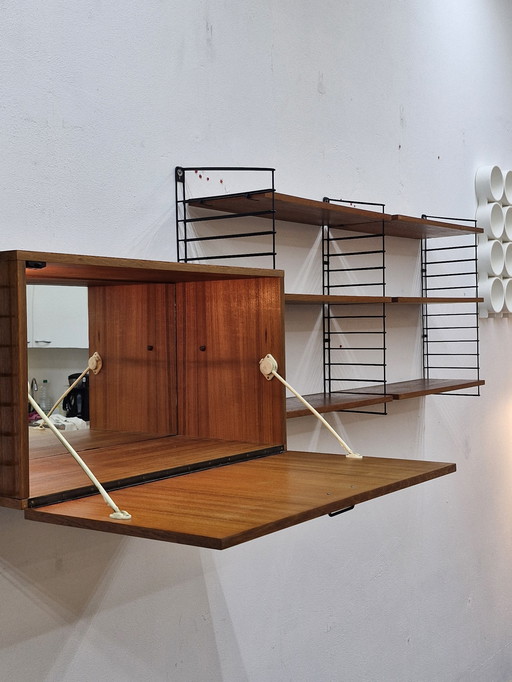 Vintage Wall System/Wall Unit With Bar Cabinet Musterring 70s