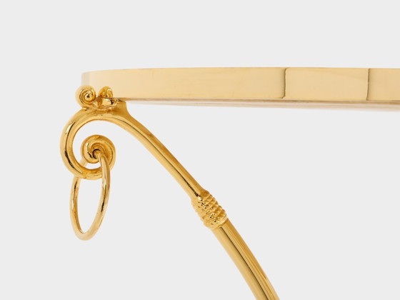 Image 1 of Coppia di tavoli gueridon in ottone e marmo neoclassici Maison Charles, anni '60