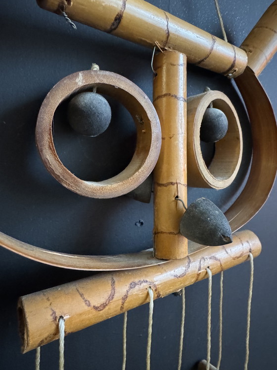 Image 1 of Vintage Bamboo Owl Wind Chime