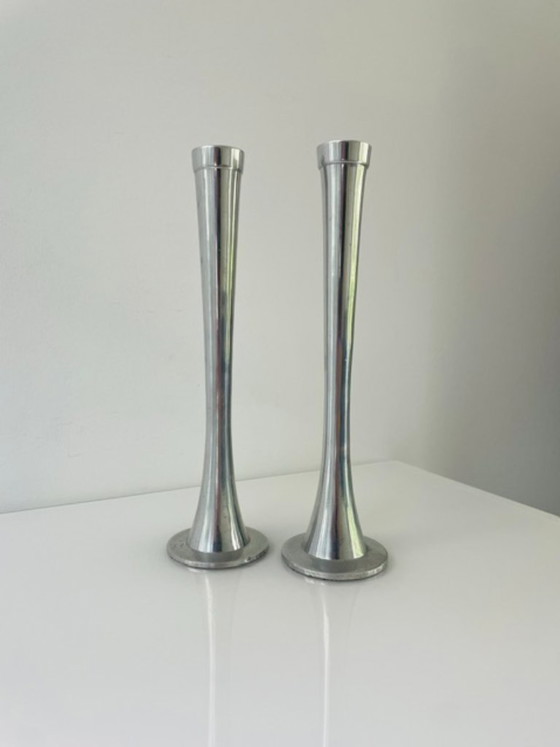 Image 1 of Set minimalistische metalen kandelaren - 27 cm hoog