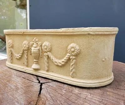 Französische Gusseisen-Jardiniere Pflanzkübel, Beige, Vintage (Foto 3 von 7)