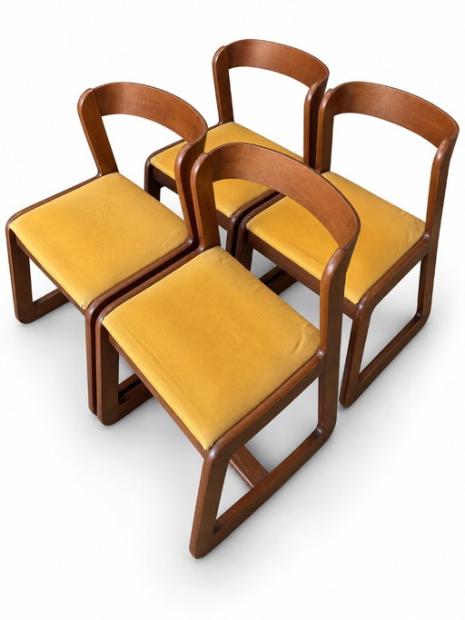 Set of 4 Willy Rizzo Chairs for Mario Sabot, Italy, 1970s