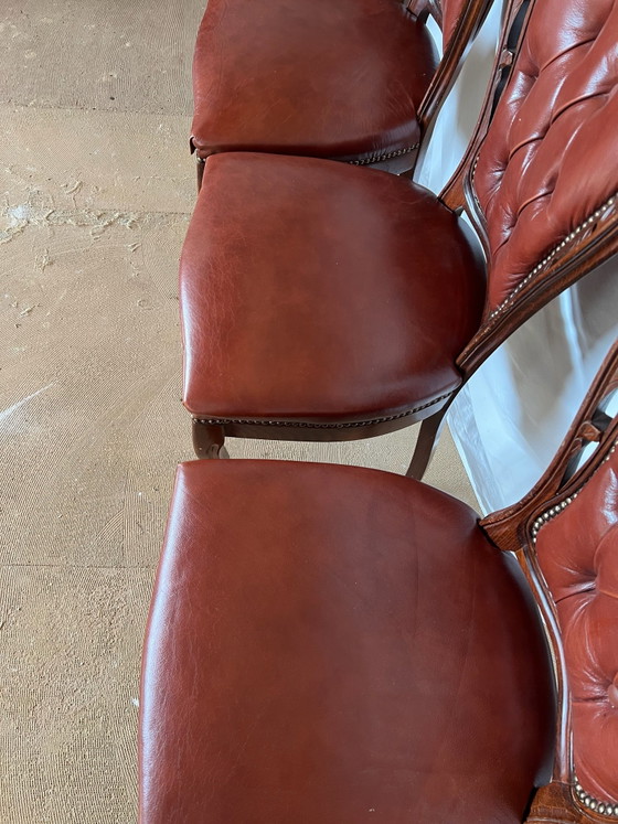 4 Chesterfield Barock Esszimmerstühle Leder – Holz (photo 4 of 5)
