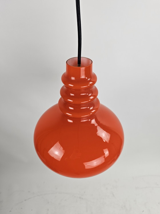 Image 1 of Set di lampade a sospensione arancioni in vetro Peill & Putzler