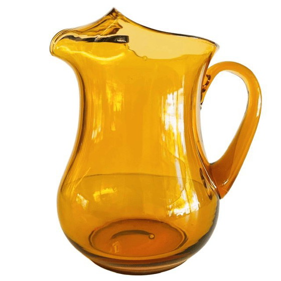 Vintage Hand-Blown Glass Water Jug Amber Glass 1960s – Glass & Decanter (photo 4 of 16)