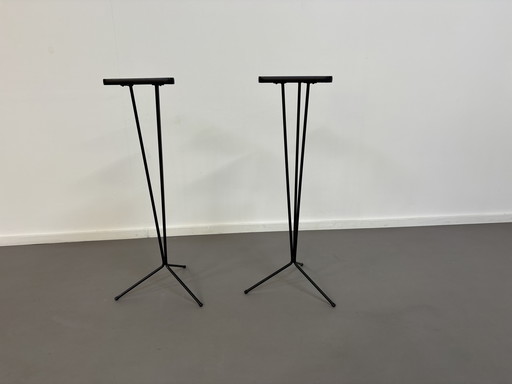 2 traingle plant stands metal With formica top sixties 