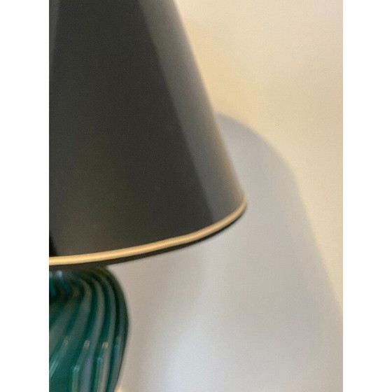 Image 1 of Vintage green lacquered porcelain table lamp, Italy 1970s