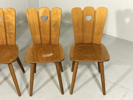 Image 1 of Set of 4 Brutalist farmhouse dining chairs 1950s