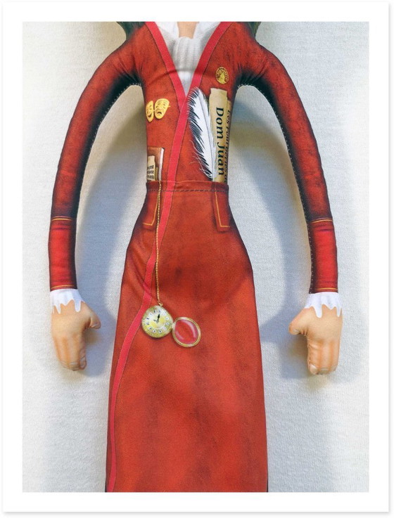 Image 1 of Moliere Art Doll | Handmade Textile Figurine | French Playwright Gift | Literature Teacher Gift | Library Decor