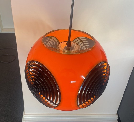 Space Age Lamp Massive Bug Eye, Ball Model Orange/Black, Vintage, Retro, Pendant lamps, Plastic (photo 9 of 10)