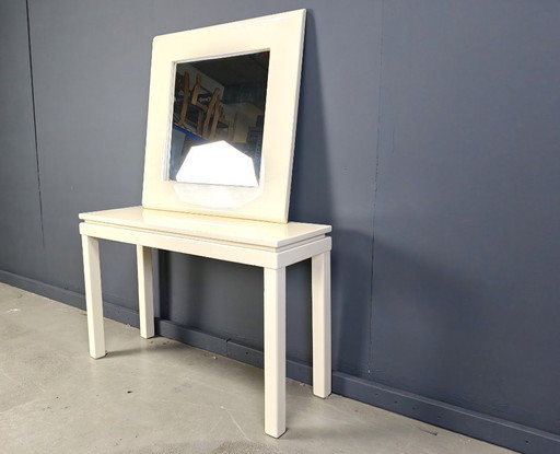 Vintage french lacquered console with mirror, 1980s