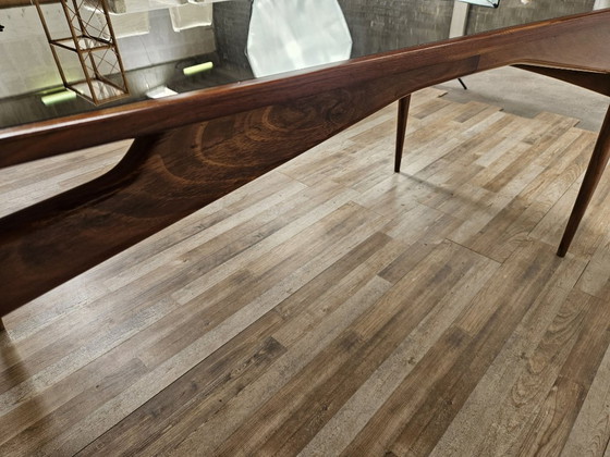 1950s wooden dining table with mirrored top (photo 14 of 15)