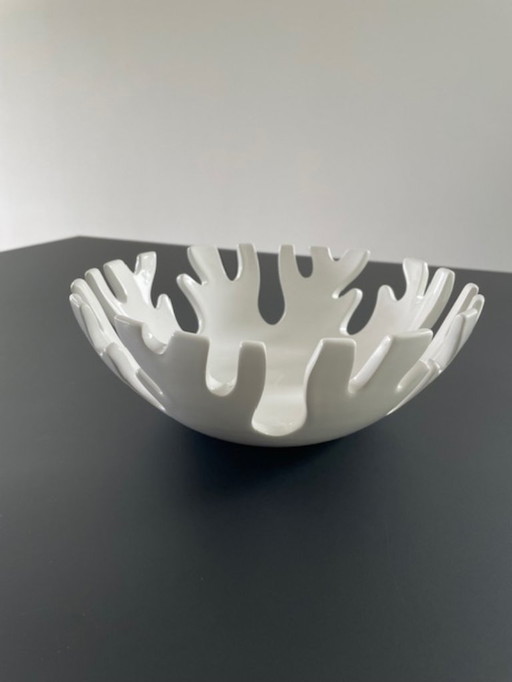 White ceramic bowl with coral design