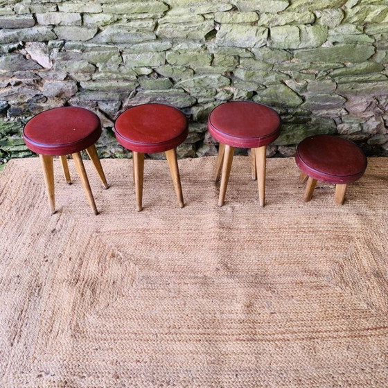 Image 1 of Set of 4 vintage stools from the 1960s