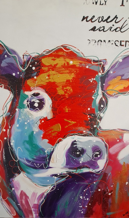Happy Cow, Oil on Canvas – schilderijen tekeningen, Cotton (photo 2 of 6)