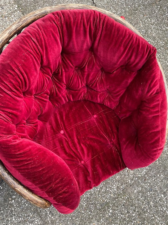 Sedia Rotonda Vintage Rattan Bambù Velluto – Poltrone, Velvet (photo 6 of 7)