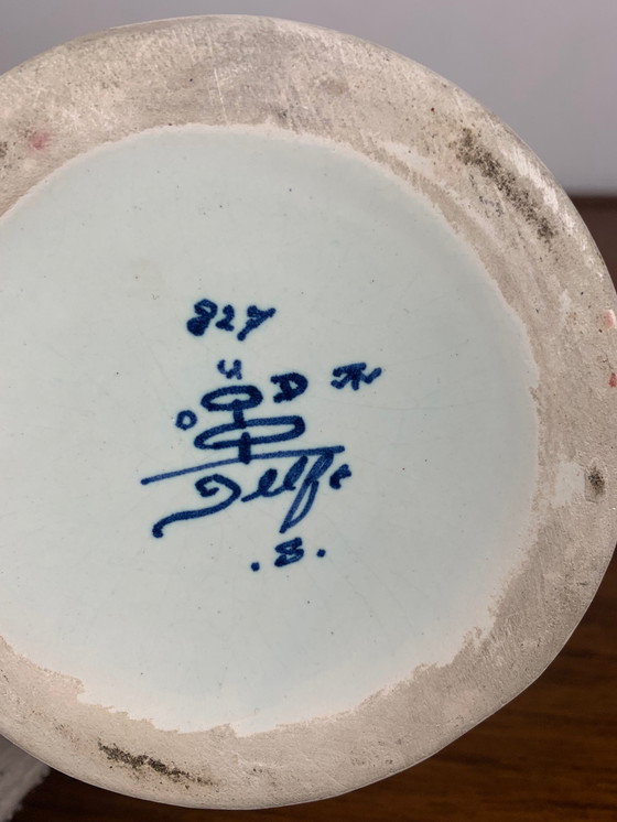 Image 1 of Candelabro floral azul y blanco de Oud, Delft, 1930/60