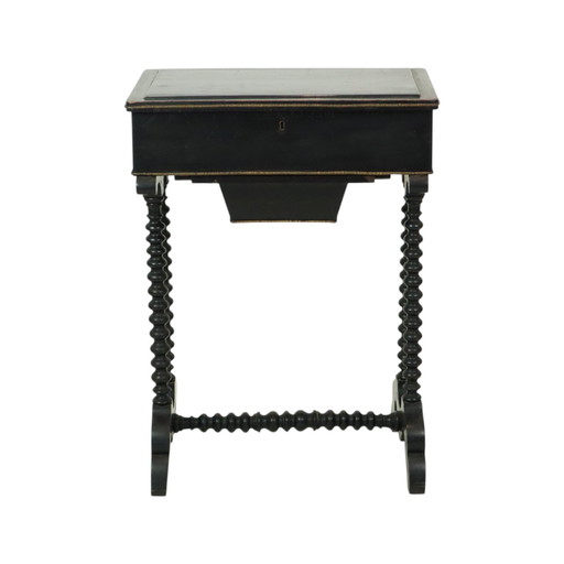 Black Lacquered Antique Side Table