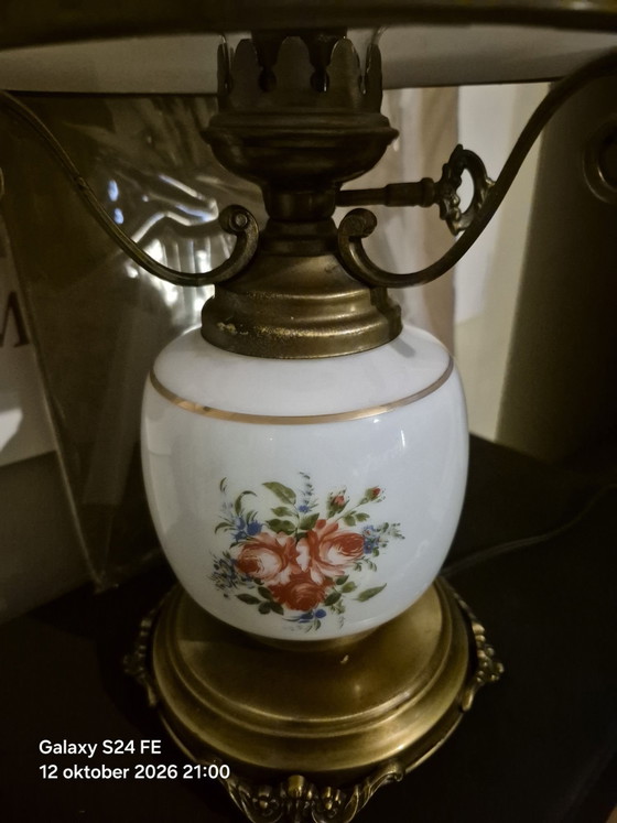 Vintage hurricane lamp – Tafellampen, Glas, Metaal (photo 4 of 6)