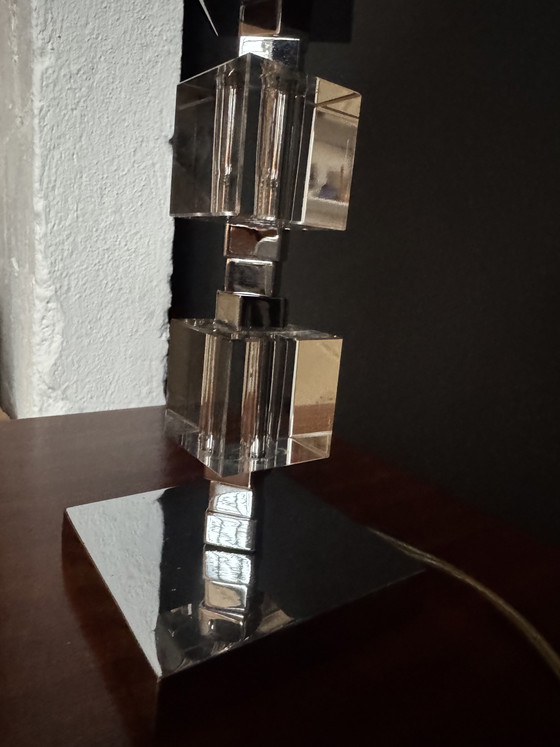 Image 1 of Art Deco lamp in chrome and crystal