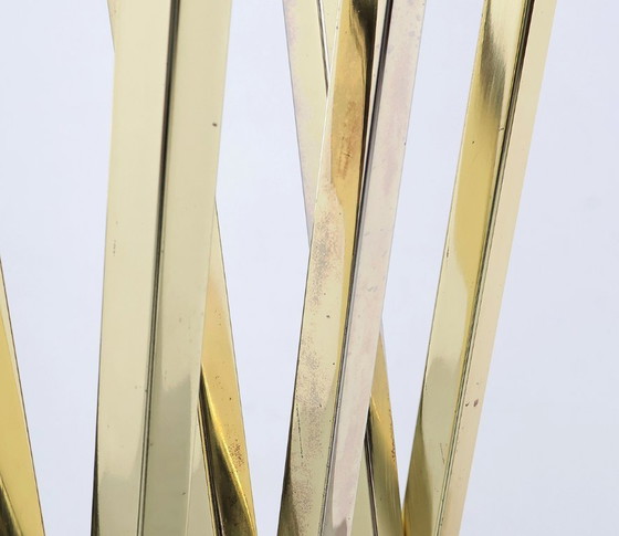 Image 1 of Romeo Rega brass and travertine standing coat rack, 1970s