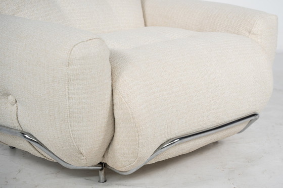 Image 1 of Mid Century Modern Paar Fauteuils, Chroom en Boucle Stof