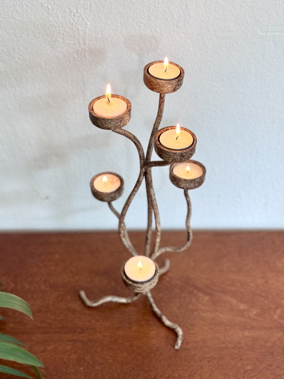 Portacandele Brutalista Vintage a 6 Luci – Metal (photo 3 of 9)