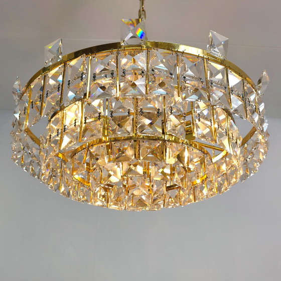 Image 1 of Lámpara de araña PALWA de cristal y latón, modelo XL, de mediados de siglo (años 70).