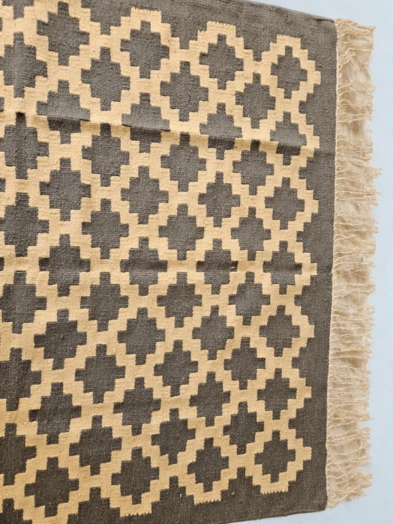 Image 1 of Senon Kilim Rug 160 × 230 cm – Handmade in Egypt – Grey Diamond, Flat-Weave