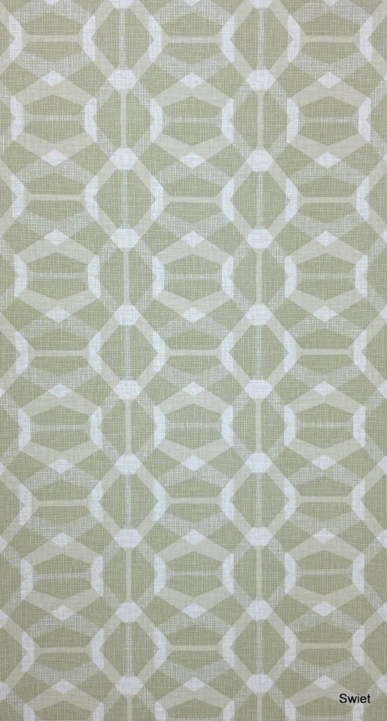 14292 Retro Geometrisch Behang Grijsgroen Wit Vintage – Wanddecoratie, Paper (photo 4 of 6)