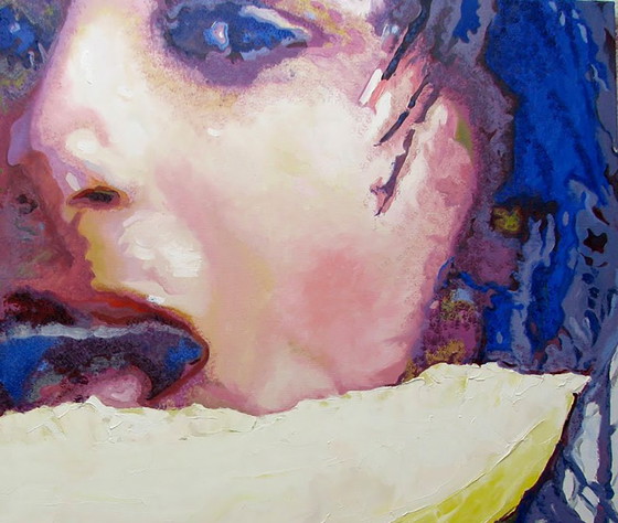 Pintura al óleo original, arte moderno, Chica Melón – Pinturas y dibujos, Canvas (photo 5 of 7)