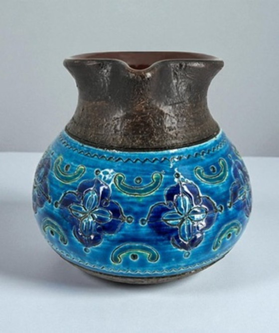 Image 1 of Bitossi Aldo Londi Rimini Blu Jarra - Mid Century Modern Italian Ceramic Pitcher