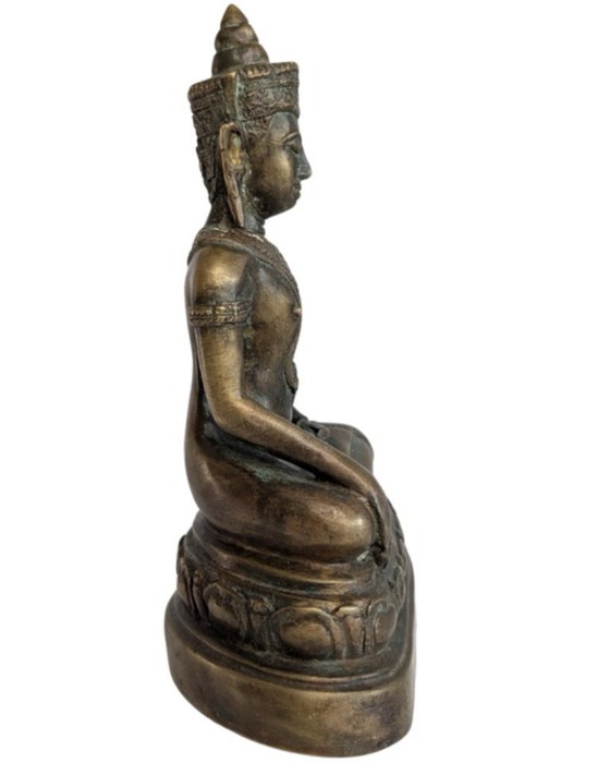 Zittende Boeddha van verguld brons – Ayutthaya-Rattanakosin-overgang – Beeldhouwkunst, Bronze, Gold (photo 3 of 9)