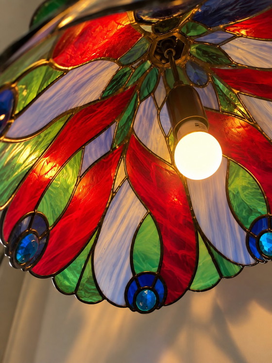 Set di 2 Lampade a sospensione colorate stile Tiffany – Vetro colorato – Look vintage – Glass (photo 8 of 9)