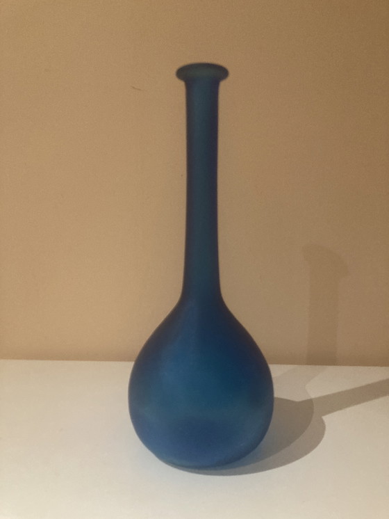 Image 1 of Vintage Azure Frosted Glass Vase