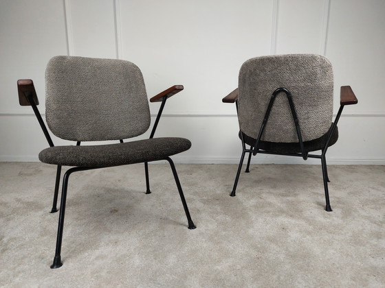 Image 1 of Set of 2 Reupholstered Armchairs by Gijs Van Der Sluis