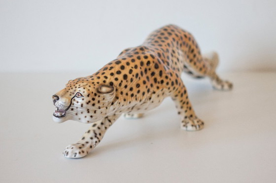 Image 1 of Leopardo Ronzan d'epoca - Ceramica dipinta a mano - Italia 1970 ca.