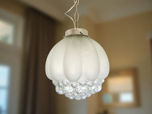 Large mid century frosted bubble glass hanging light for living room, 1960s