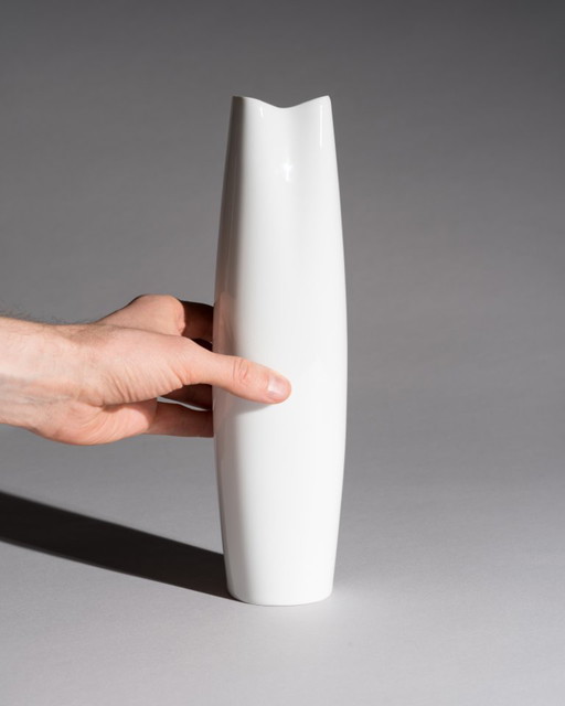Tall Hutschenreuther Glossy Asymmetrical minimalist Porcelain Vase 28cm 70s-80s
