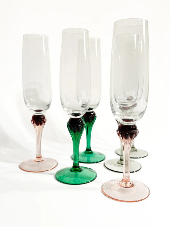 Set di sei calici in vetro di Murano multicolore degli anni '80 – Stoviglie (photo 2 of 9)