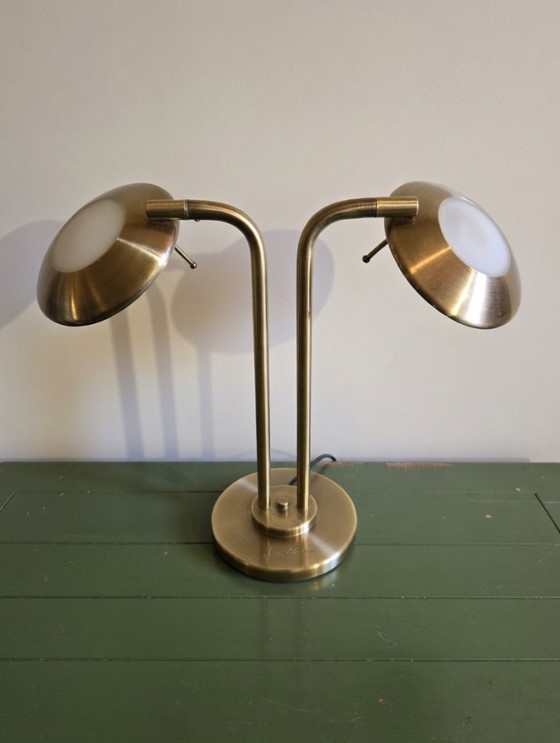 Image 1 of Lampe de table vintage iconique à deux bras, conçue par le célèbre designer néerlandais Jan des Bouvrie