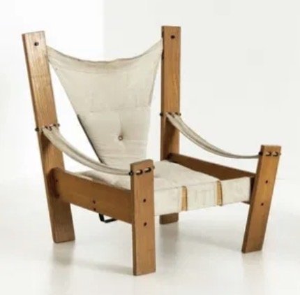 Chair, Armchair, vintage design, John de Haard – Wood, Canvas (photo 4 of 5)