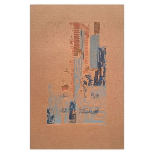 Monique PEHEM (BRETON-PROUTÉ) Signed Linocut On the Doorstep 1998 – lithos zeefdrukken, Paper (photo 2 of 5)