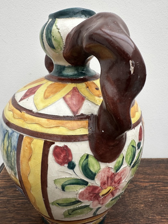 Image 1 of Grande Amphore Italienne en céramique , décor polychrome 