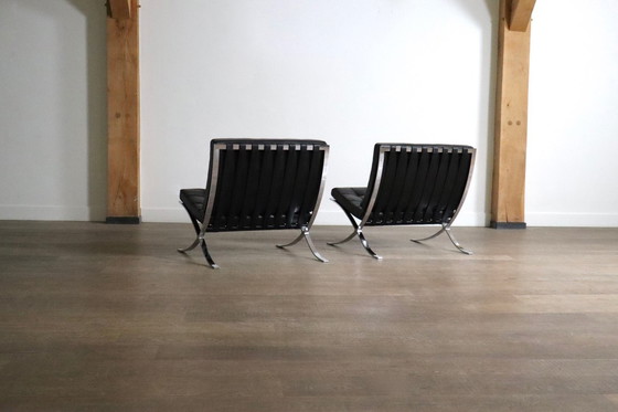 Image 1 of Pair of Barcelona Chairs by Ludwig Mies van der Rohe for Knoll, 1960s