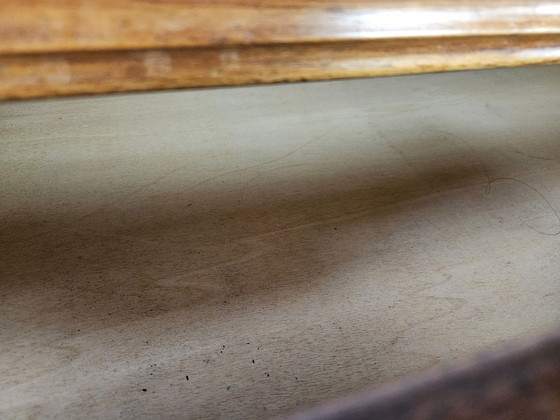 Image 1 of 1950s chest of drawers with glass top, maple workmanship and brass knobs
