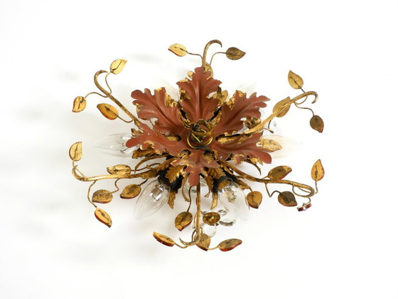 Image 1 of Très belle lampe de plafond ou applique murale plaquée or des années 1960, de Banci Firenze, Italie