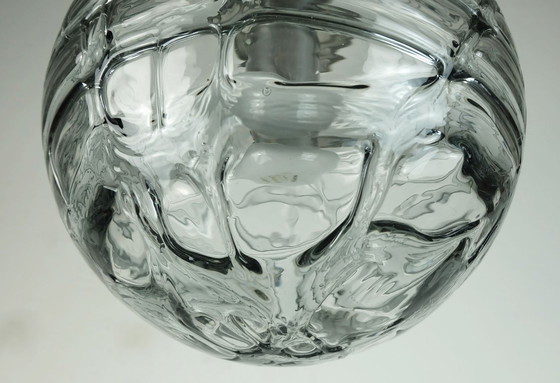 Image 1 of nr. 1 van 2 - elegante mid century hanglamp doria-leuchten helder en rookgrijs glas en metaal 60s 70s hanglamp